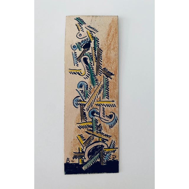 Ben-Zion Weinman, Abstract Drawing Watercolor Painting Totem Column Jewish American Modernist WPA For Sale In Miami - Image 6 of 6