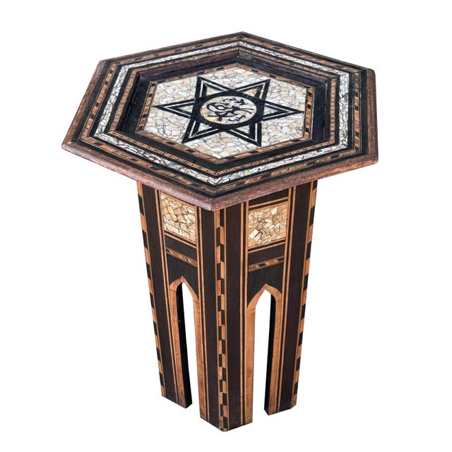 Early 20th Century Early 20th Century Hand-Crafted Mother-of-Pearl Inlaid Table For Sale - Image 5 of 7