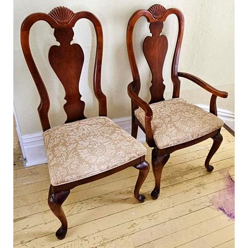 Queen Anne 1980 Queen Anne Solid Cherry Dining Chairs, Set of Four For Sale - Image 3 of 10