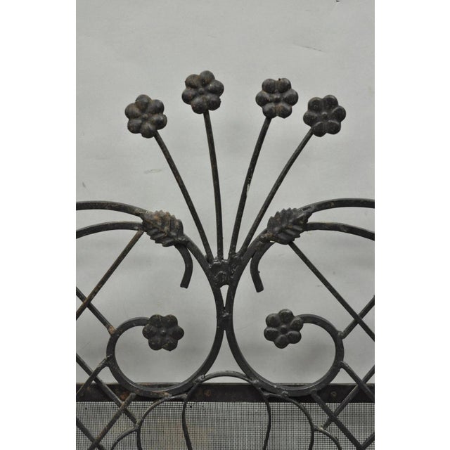 Antique Gothic Arts & Crafts Wrought Iron Scrolling Folding Fireplace Screen For Sale In Philadelphia - Image 6 of 18