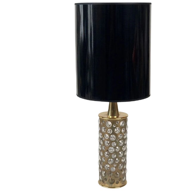 Mid-Century Patinated Brass and Glass Table Lamp from Rupert Nikoll, 1960s For Sale