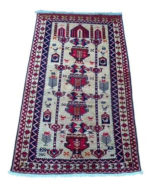 Vintage Tribal Hand-knotted Low Pile Anatolian Rug