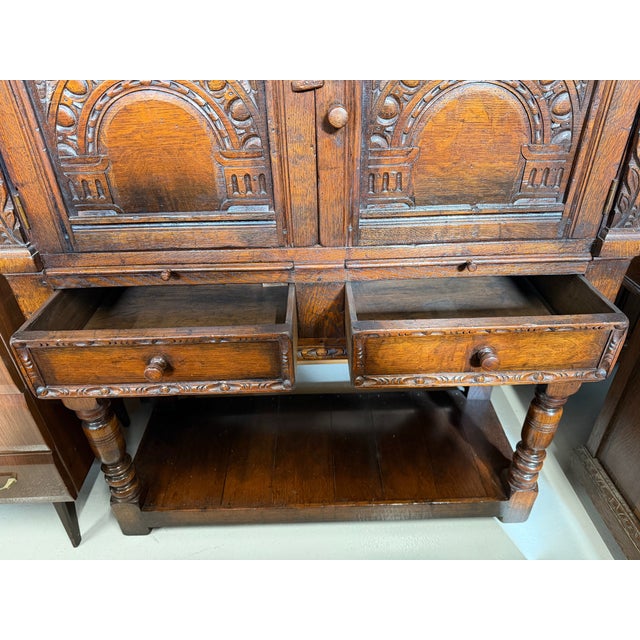 1970s Carved Oak Drinks Cupboard, 1970s For Sale - Image 5 of 8