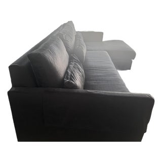 Arhaus Kipton 105” Wide-Arm Two-Over-Two Sofa | Banks Midnight | Professionally Enhanced Cushions For Sale