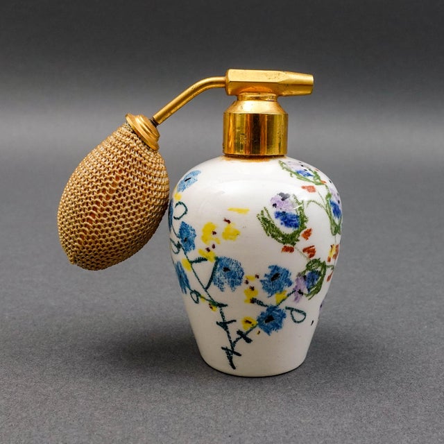 Milvia Quadrifoglio Italy Vintage Painted Pottery Perfume Atomizer Bottle For Sale - Image 4 of 7