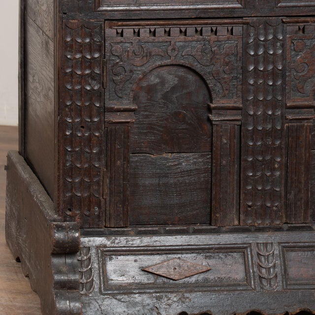 18th Century German Carved Oak Display Cabinet Buffet Dated 1743 For Sale - Image 14 of 17