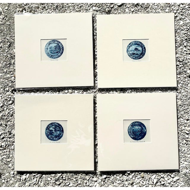 Vintage Boho 19th Century Transfers China Prints - Set of 4 For Sale In West Palm - Image 6 of 12