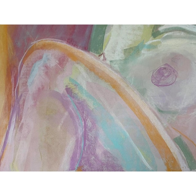 1960s Vintage Modernist Pastel of Reclining Nude Woman by Gerard Haggerty For Sale - Image 5 of 7