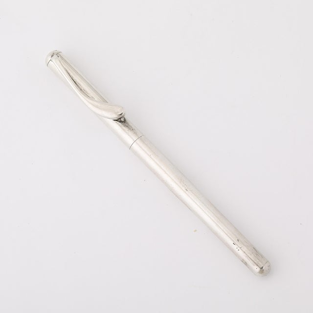 Silver Modernist Sterling Silver Ballpoint Pen W/ Sculptural Clip Signed Tiffany & Co. For Sale - Image 8 of 9