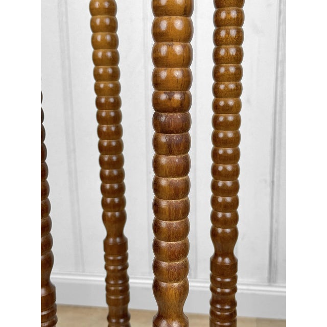 Vintage Traditional Turned Walnut & Marble Plant Stand Pedestal For Sale - Image 9 of 11