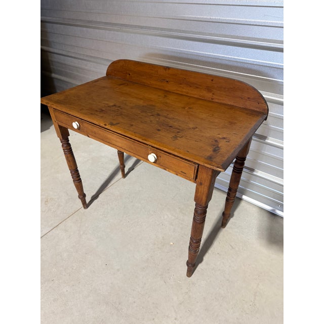 Antique Pine Wash Stand / Desk With Drawer and Lip From England. We like the size of the drawer and the porcelain knobs....