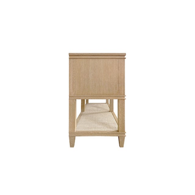 Worlds Away Matthew Izzo Home Richmond Cerused Oak Four Drawer Console Table With Open Cane Shelf For Sale - Image 4 of 8