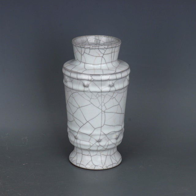 Chinese Ceramic Vase Guan Ware Crackle Glaze Celadon Vase For Sale In Seattle - Image 6 of 9