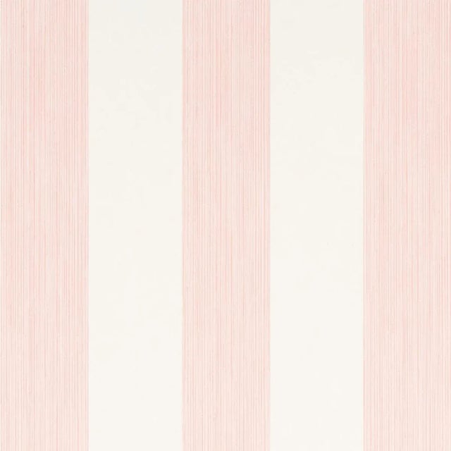 Schumacher Edwin Stripe Wide Wallpaper in Petal For Sale