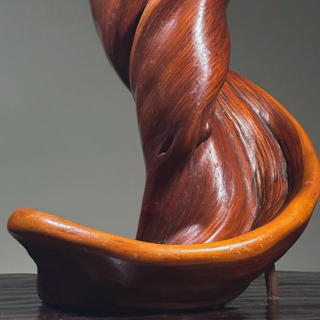 Vintage Organic Modern Twisted Wood Table Lamp For Sale In Philadelphia - Image 6 of 7