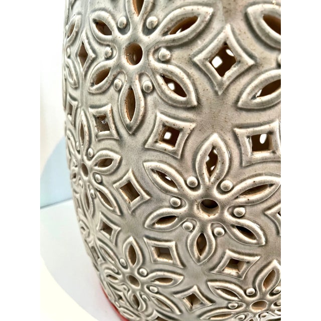 Orange Top Ceramic Detailed Garden Stool or Side Table For Sale - Image 10 of 13