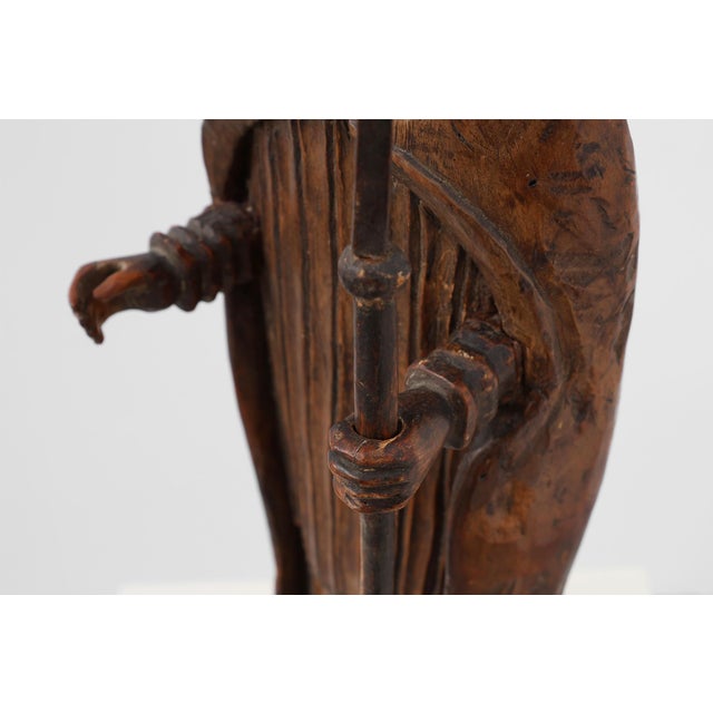 Brown 18th Century Carved Wooden Sint-Cornelius Figure with Papal Tiara and Triple Cross Staff, 1800s For Sale - Image 8 of 18
