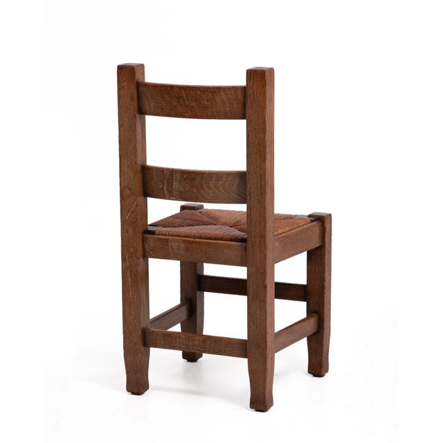 Joseph McHugh Arts & Crafts Mission Oak Dining Chairs Mackmurdo Stickley Roycroft a Set of Four For Sale - Image 9 of 18