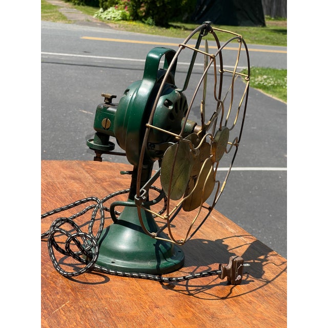 Brass Blade Oscillating Fan by Ge C. 1930 For Sale - Image 4 of 6