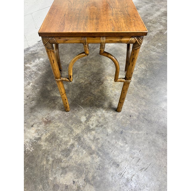 Brown Vintage Boho Wood & Bamboo Console For Sale - Image 8 of 8