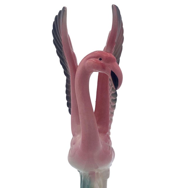 1950s Mid-Century "Meeting in Florida" Matching Ceramic Pink Flamingo Statues, Pair For Sale - Image 16 of 18