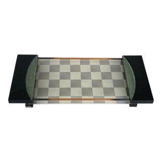 1920s Checkerboard Patterned Cocktail Serving Tray, Artist-Signed, Art Deco Era For Sale