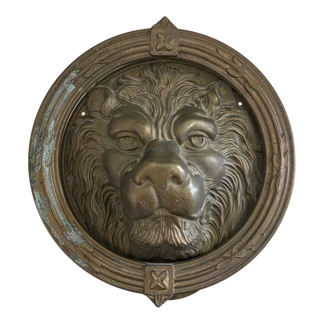 Antique Parisian Style Round Lion's Mask Door Knocker / Lion's Head Door Knocker For Sale