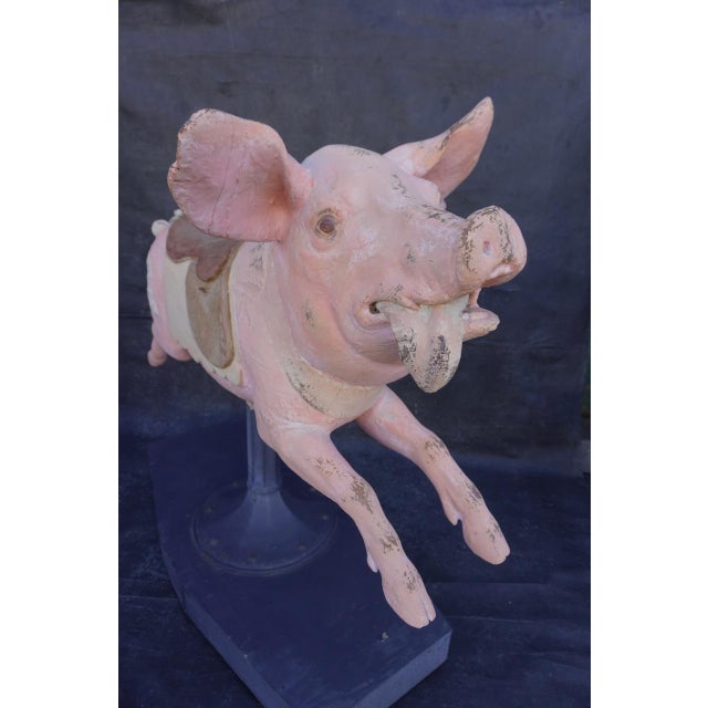Pink 19th Century French Carousel Pig For Sale - Image 8 of 9
