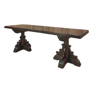 Grand Country French Elm Double Pedestal Dining Table For Sale