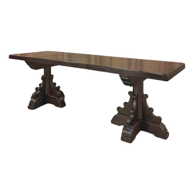 Grand Country French Elm Double Pedestal Dining Table For Sale