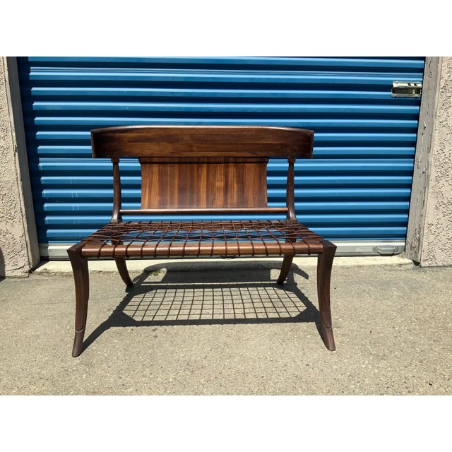 T. H. Robsjohn Gibbings Style Walnut Bench For Sale - Image 4 of 6