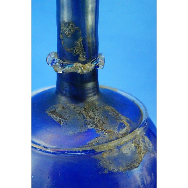 Cobalt Blue Scavo Glass Bottle Vase attributed to Mario Pinzon for Seguso, Italy, 1960s For Sale - Image 10 of 17
