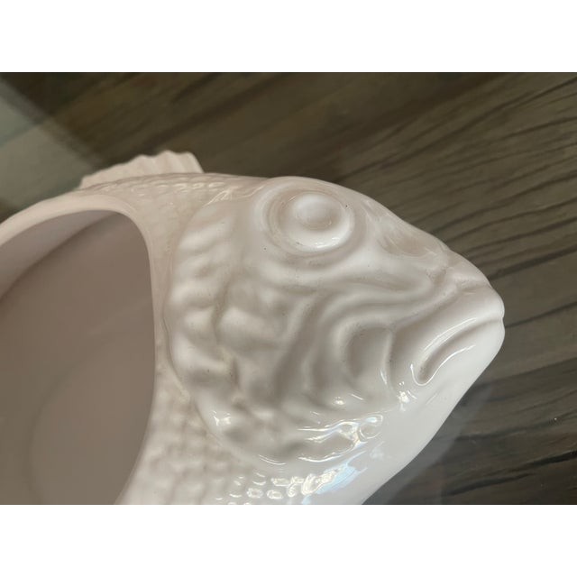 1970s 1970s Bordallo Pinheiro White Majolica Fish Tureen For Sale - Image 5 of 6