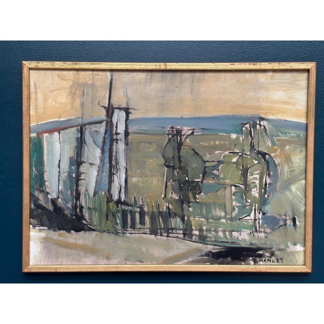 S. Hamlet, Abstract Landscape, 1960s, Oil Painting on Canvas, Framed For Sale - Image 13 of 17