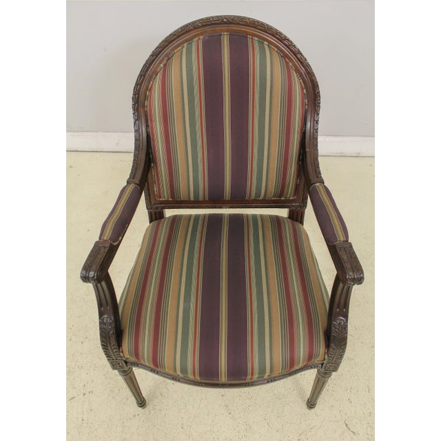 Age: Approx: 20 Years Old Details: 18 C. Design French Style Clean Striped Upholstery Nice Carved Frame Condition:...