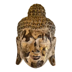 Carved Giltwood Buddha Head