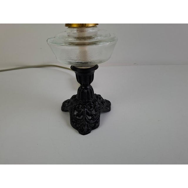 Oil Lamp Style Table Lamp in Milk Glass, Former Czechoslovakia, 1960s For Sale - Image 11 of 15