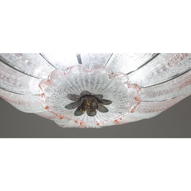 Glass 1980s Milan, Pink Sunflower Murano Glass Ceiling Light or Chandelier For Sale - Image 7 of 11