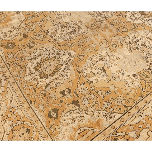 Textile Authentic 19th Century Indian Amritsar Brown and Beige Handwoven Wool Rug For Sale - Image 7 of 8