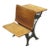 Antique Oak & Iron Childrens School Row Seat & Desk Combo For Sale