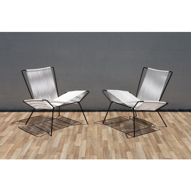 Vintage Pair of Iron and Rope Lounge Chairs | Mid Century Modern Sculptural Accent Chairs For Sale - Image 10 of 18