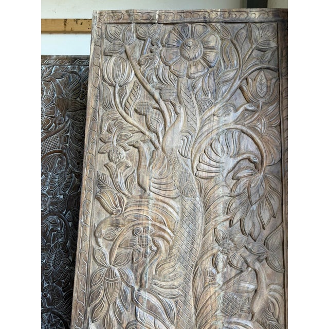 Hand-Carved Wooden Tree of Life Wall Panel | Rustic Modern Organic Folk Art Sculpture 84x36 For Sale - Image 4 of 7