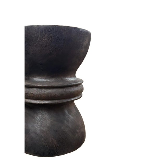 Sculptural Suar Wood Side Table, Hand-Crafted Modern Organic, Espresso Finish For Sale - Image 4 of 8