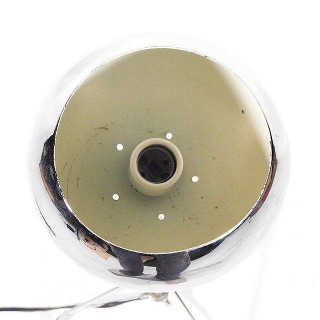1960s Chrome Eyeball Sonneman Style Desk Lamp, with adjustable height and eyeball shade, with tripod feet, tested working...
