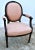 Carved Wood Bergere Chair Louis XVI Style Medallion Oval Back Pink Fabric 50s For Sale - Image 4 of 13