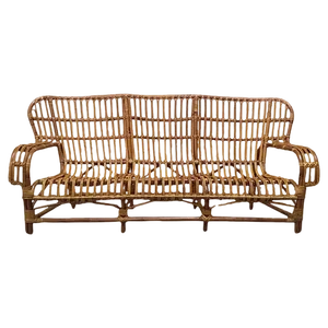 Italian Three-Seater Rattan Sofa, 1960s