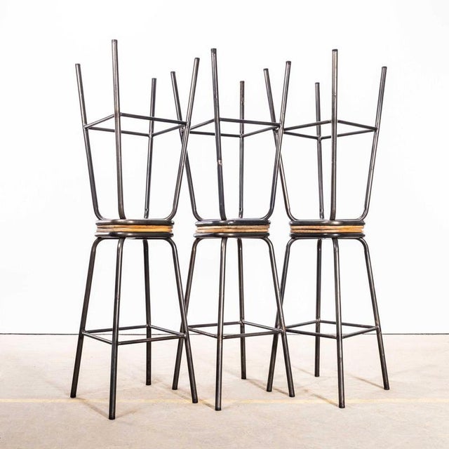 Vintage Industrial French Stacking High Stool in Steel from Mullca, 1950s For Sale - Image 9 of 9