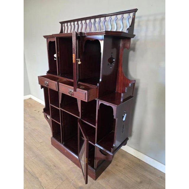 Antique Arts and Crafts Mahogany Bookcase For Sale - Image 4 of 12