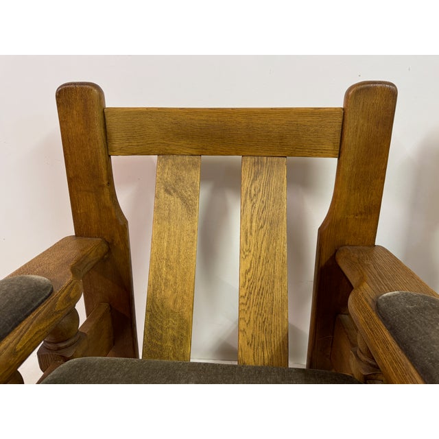 Brutalist Oak Chairs with Slatted Backs, 1960s, Set of 2 For Sale - Image 16 of 18