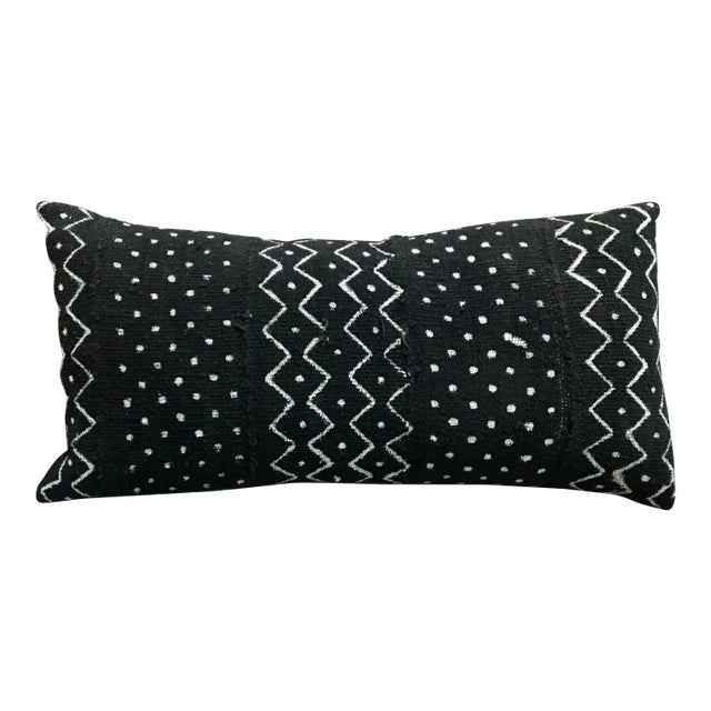 1980s Boho Chic Mali Mudcloth Dots & ZigZags Pillow - 23ʺW × 12ʺH For Sale